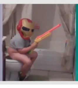 Create meme: delete this meme, funny, a photo of the boy in the mask of iron man on the toilet