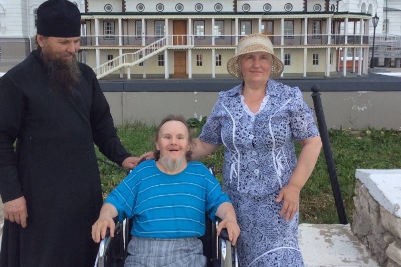 Create meme: Sergey Baranov Archpriest, Artemiy Vladimirov with Mother Elena, disabled person