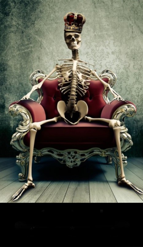 Создать мем: скелет в кресле, скелет, king skeleton