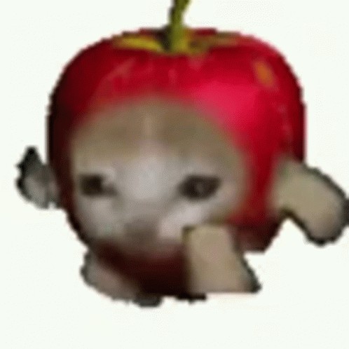 Создать мем: apple cat run, кот яблоко мем, emote