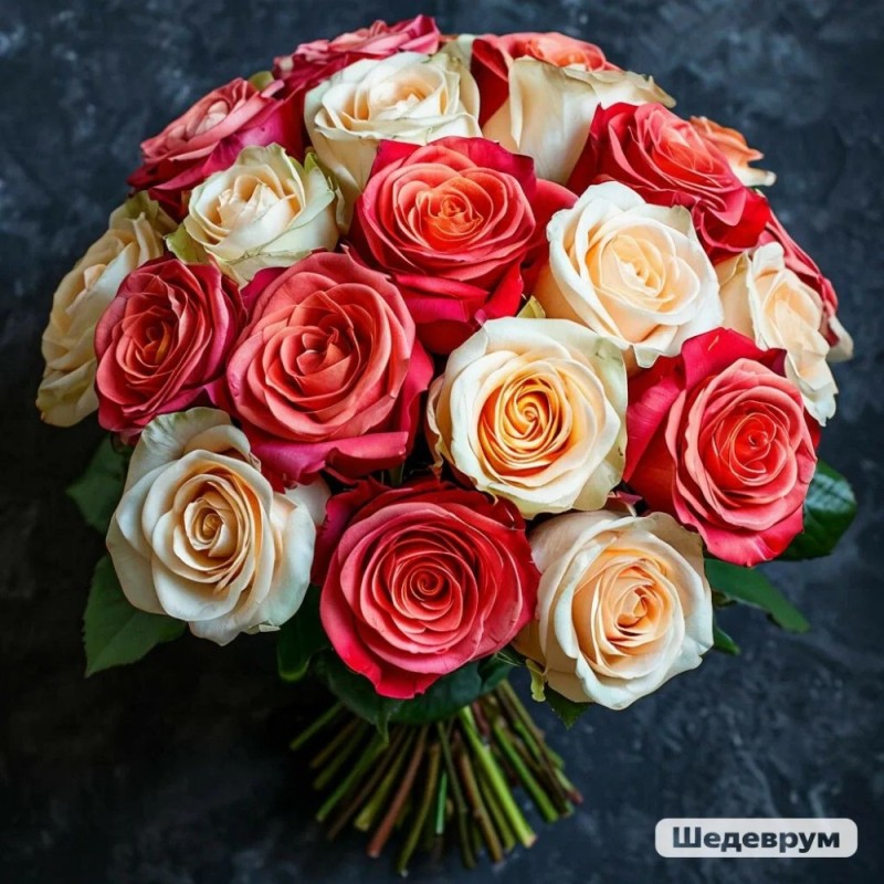 Create meme: bouquet of multicolored roses, rose mix, bouquet of roses 