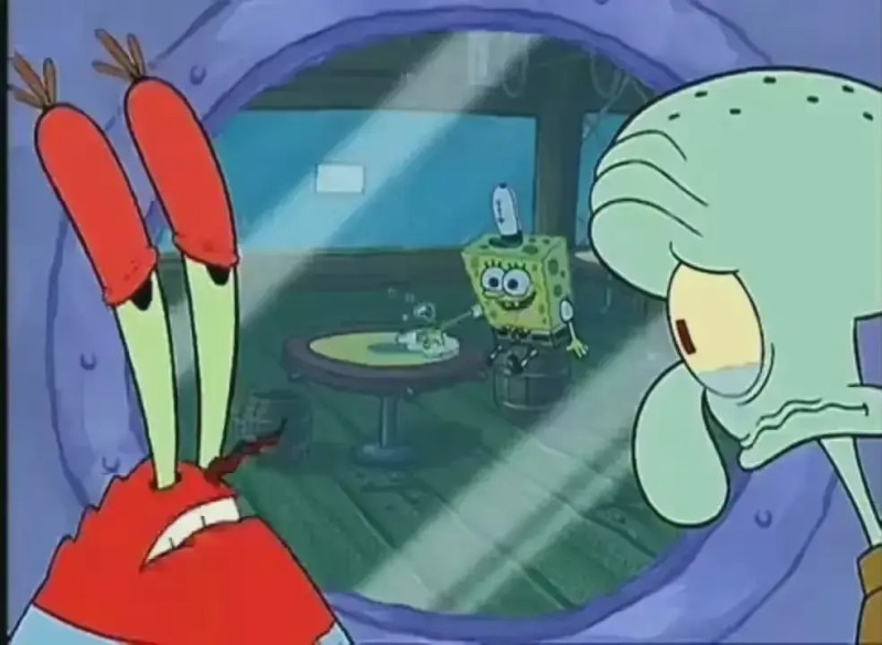 Create meme: sponge Bob square , squidward at the checkout, Mr. Krabs from SpongeBob