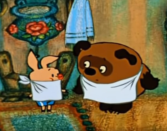 Create meme: piglet visiting a rabbit, Winnie the Pooh Soviet cartoon, Piglet Winnie the Pooh