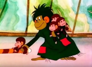 Create meme: monkey cartoon monkey cautiously, carefully monkey cartoon 1984, mother monkey from the movie