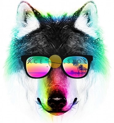 Create meme: rainbow wolf, cool animals, cool wolf drawings