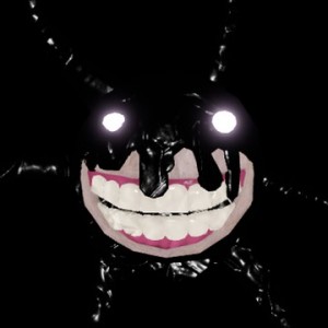 Create meme: scary smile on black background