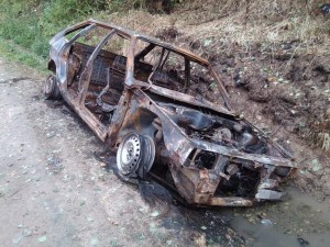 Create meme: lada 2109 broken, burnt-out car, the burnt nine