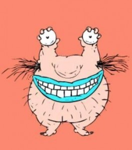 Создать мем: real monsters krumm, монстр из мультика с глазами в руках, крумм монстр