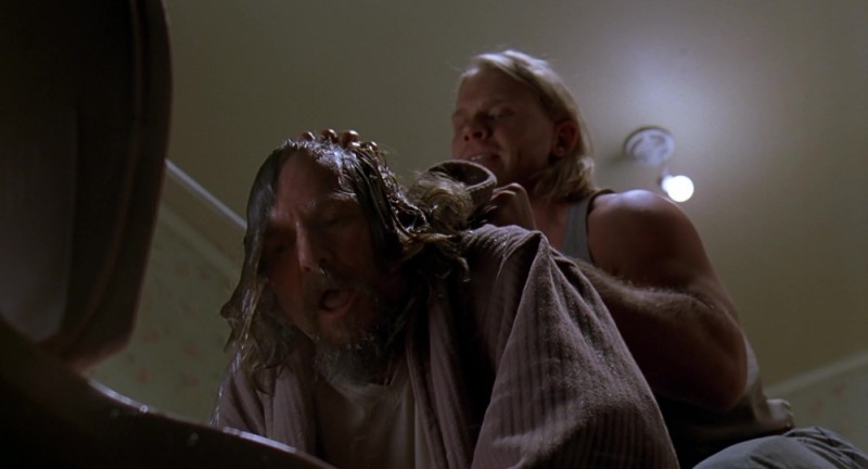 Create meme: Big lebowski on the toilet, where's my money Lebowski, where's the money Lebowski meme