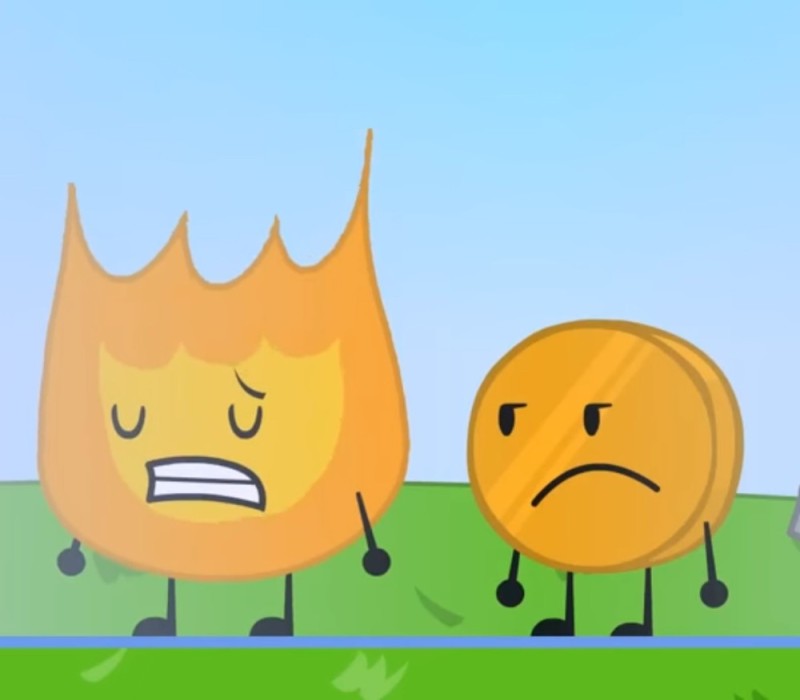 Создать мем: bfdi, bfdi firey and leafy, bfdi firey and coiny