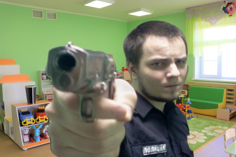 Create meme: Ilya Maddison, meme with a gun, a kid with a gun