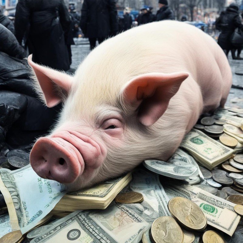 Create meme: pig , A pig with money, money 