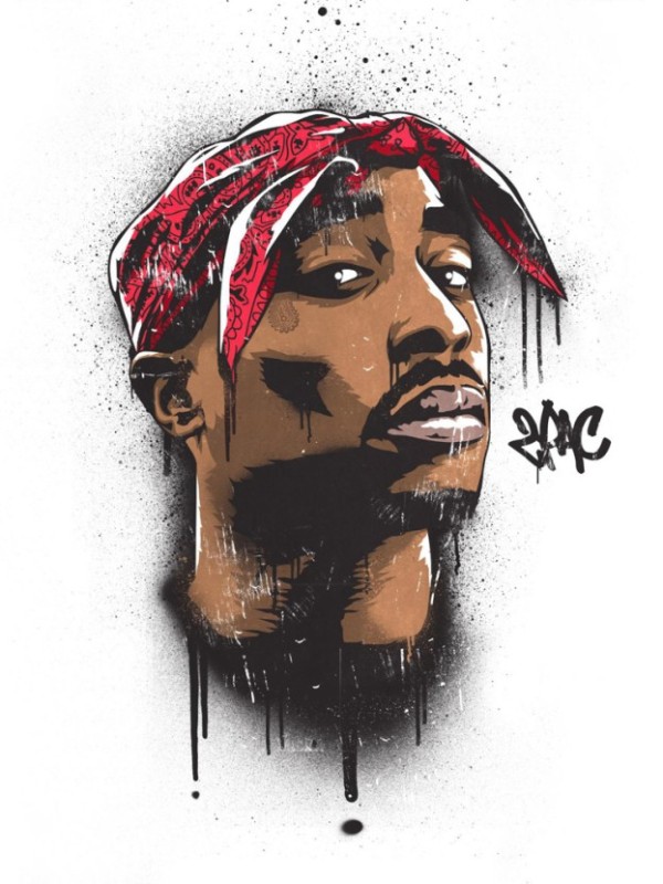 Create meme: Tupac Shakur art, 2pac painting, Tupac the rapper