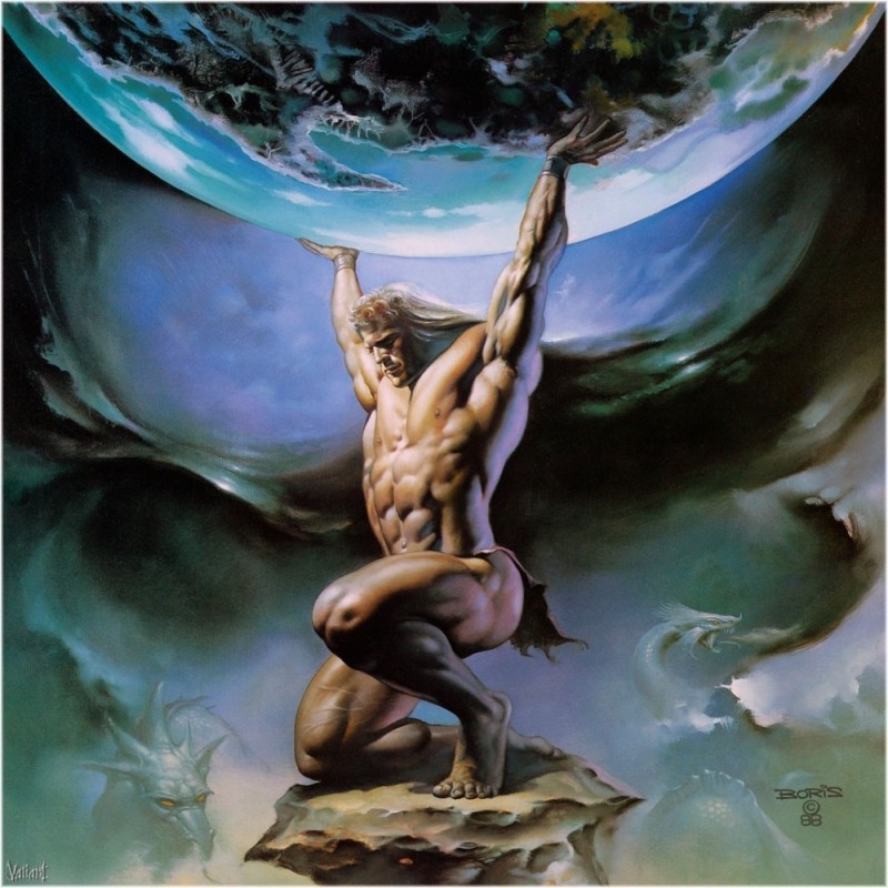 Create meme: titan atlant, artist boris valeggio, Boris Vallejo Titan Atlant