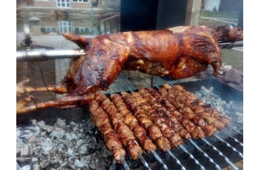 Create meme: lamb on a spit, a lamb on a spit, on the grill