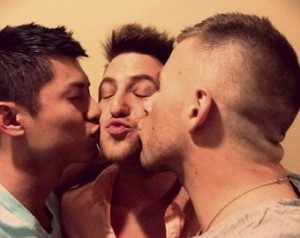Create meme: three gay, a photo of three guys, beautiful gay couple
