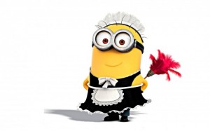 Create meme: despicable me, stencil minion maid, minion cleaner