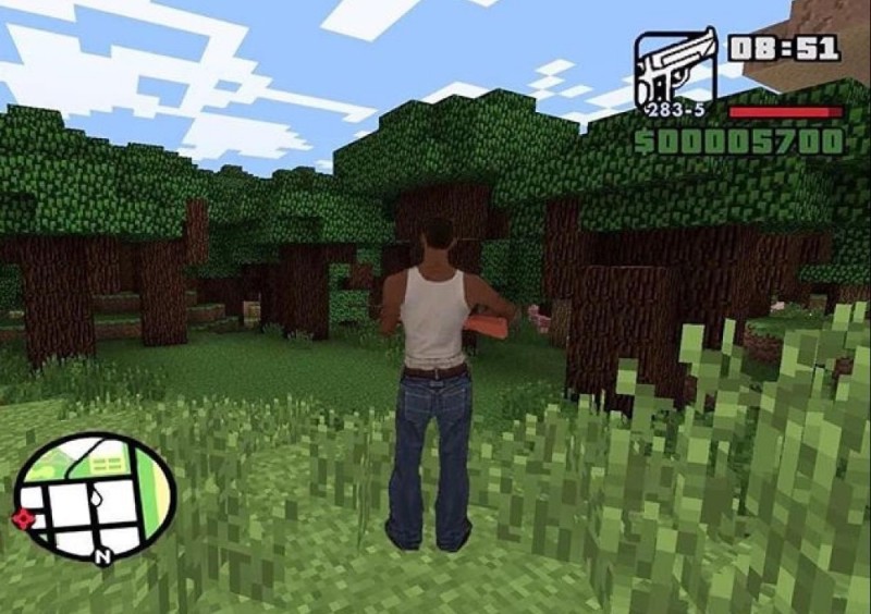 Create meme: minecraft forest, GTA minecraft, dark forest minecraft