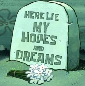 Create meme: i hope, squidward's grave