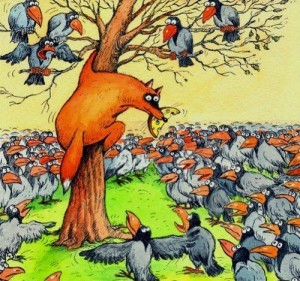 Create meme: Illustration, the crow and the Fox photo fable, the crow and the Fox fable