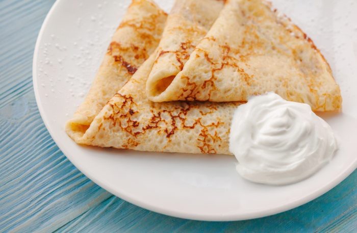Create meme: pancakes with sour cream, pancakes with sour cream, pancakes with milk