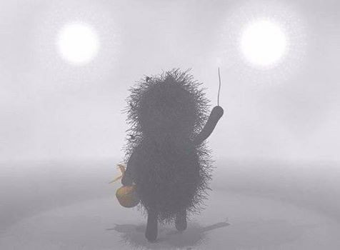 Create meme: hedgehog in the fog, hedgehog in the fog with a knot, hedgehog goes into the fog