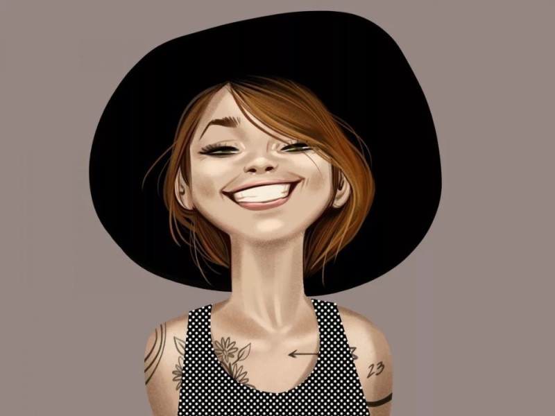 Create meme: face smile, girl laughs art, smile drawing