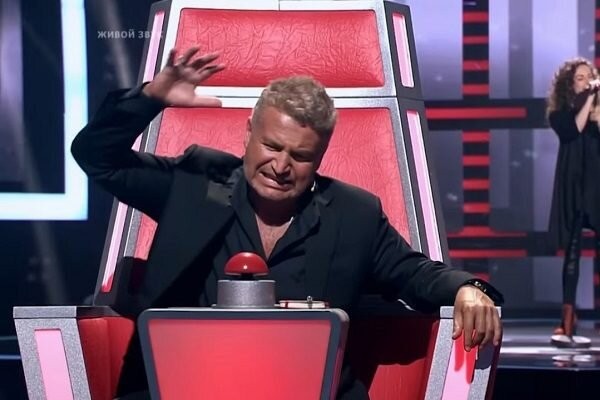 Create meme: the voice of the voice russia, Agutin has the button, red button agutin