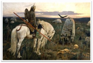 Create meme: V. M. Vasnetsov. Knight at the crossroads, painting Vasnetsov knight at the crossroads, knight at the crossroads Vasnetsov