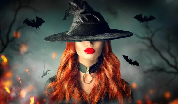 Create meme: A beautiful witch, witch hat, The red-haired witch