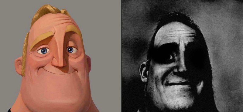 Create meme: the father of the superfamily, The bob parr superfamily meme, spooky faces