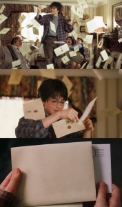 Create meme: a letter from Hogwarts, letter to Harry Potter, many letters Harry Potter