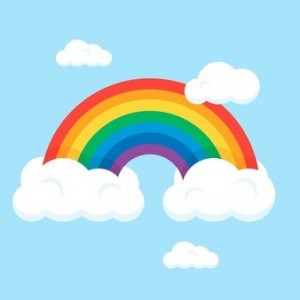 Создать мем: радуга радуга, радуга без цвета, радуга с облачками на концах
