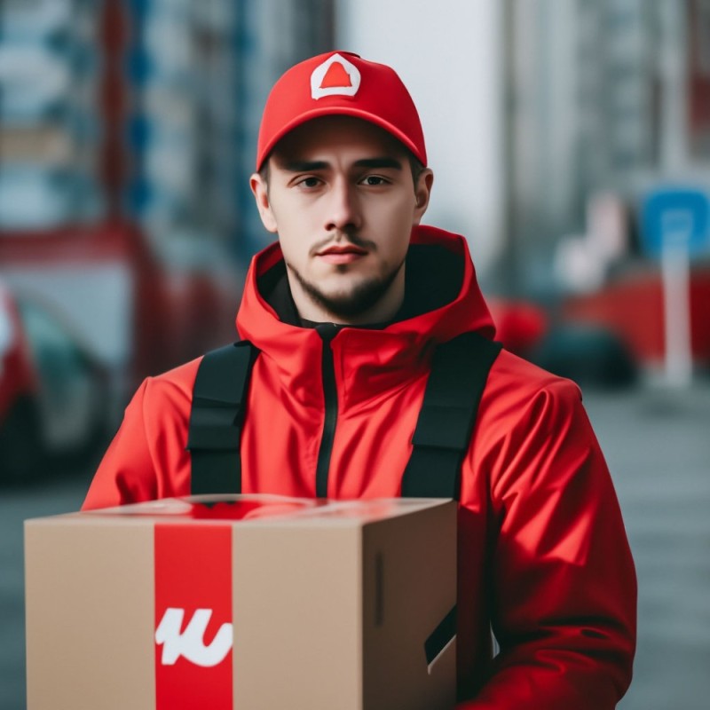 Create meme: deliveryman, shipping , delivery courier