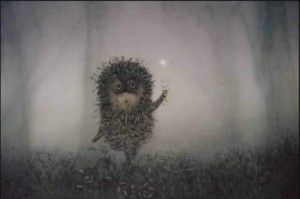Create meme: cartoon hedgehog in the fog, hedgehog in the fog memes, hedgehog in the fog cartoon 1975