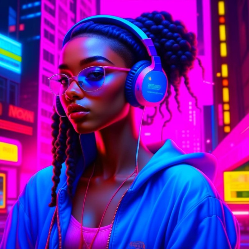 Create meme: cyberpunk girl, cool music, girl 