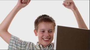 Create meme: a schoolboy at a computer meme, schoolboy on the internet, the student is happy meme