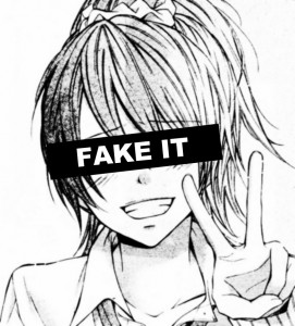 Create meme: sad anime, fake smile anime art, Anime