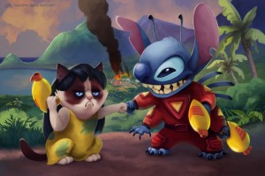 Create meme: Lilo and Stitch, grumpy cat disney 1920x1080, tsaoshin