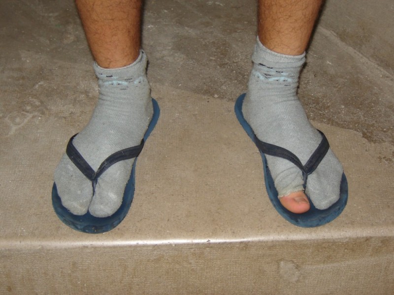 Create meme: slates with socks, sandals with socks, flip-flops and socks