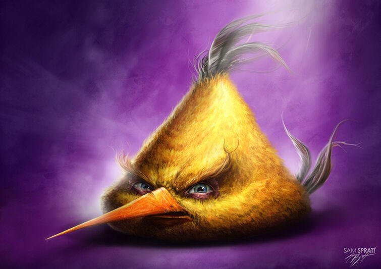 Создать мем: энгри бердз желтая птица, sam spratt realistic angry birds, злая птица из энгри бердз