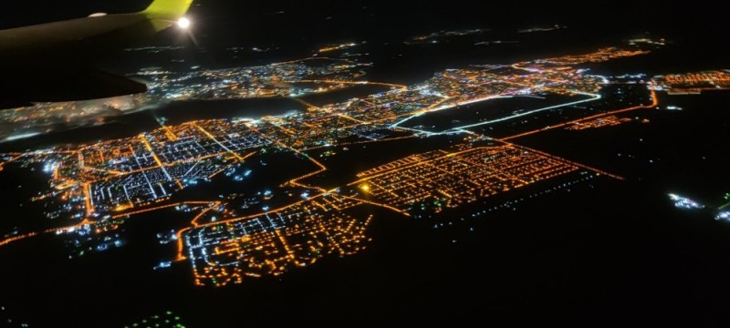 Create meme: night city , dubai view from an airplane at night, plane at night