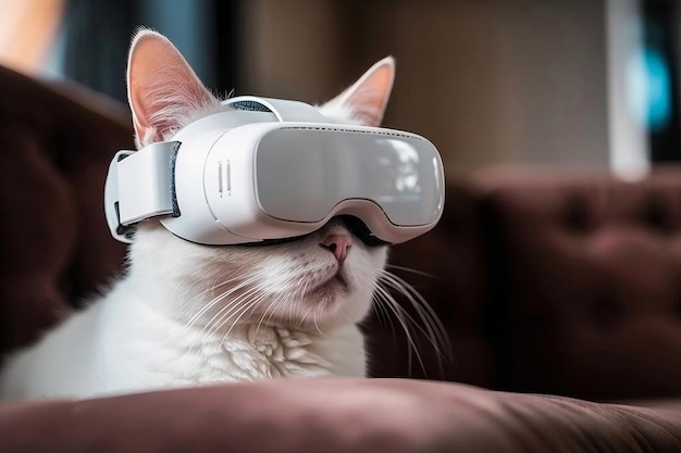 Создать мем: котик в очках, крутой белый кот, кот в vr