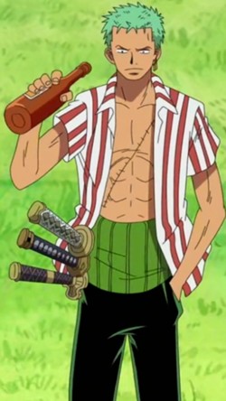 Create meme: roronoa zoro, zoro voice actor, van pease