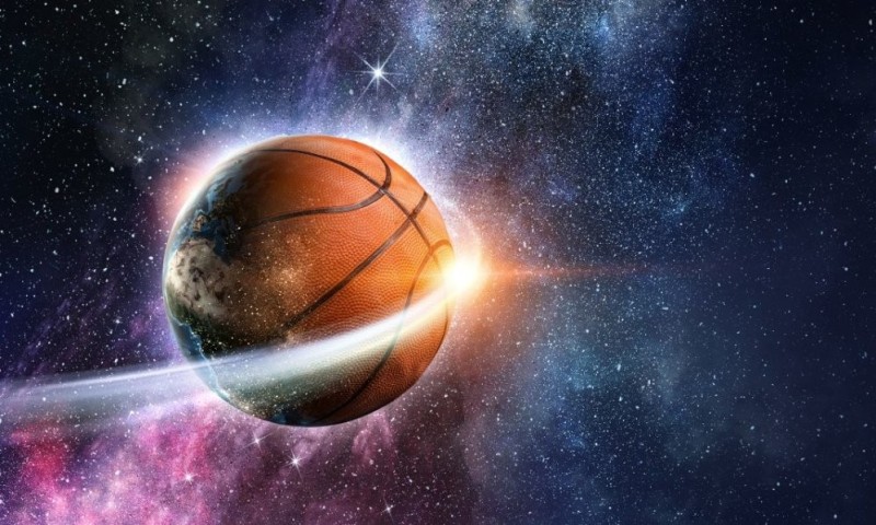 Create meme: basketball space, basketball planet, space basketball wallpaper