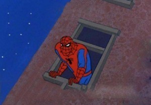 Create meme: spider-man , meme Spiderman , spider-man in the window