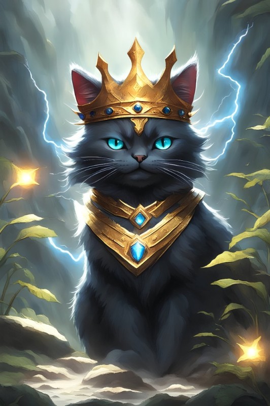 Create meme: cat, magic seals, the cat in the crown