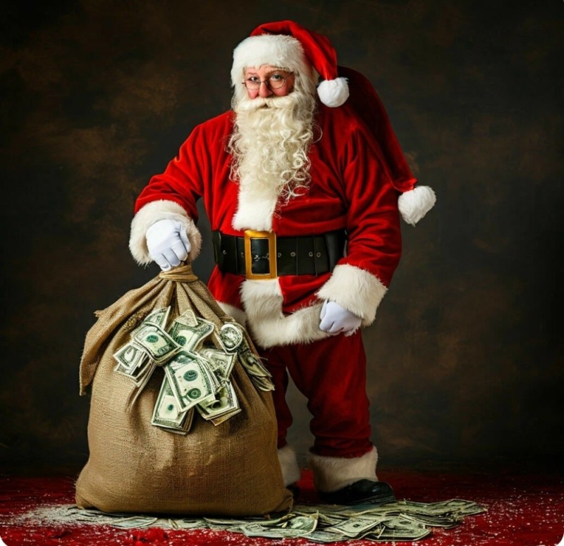 Create meme: New Year's business, Santa Claus with gifts, new year Santa Claus 