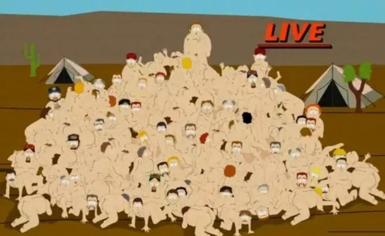 Create meme: south park mountain of men, south park is a bunch of men, family guy's a bunch of men