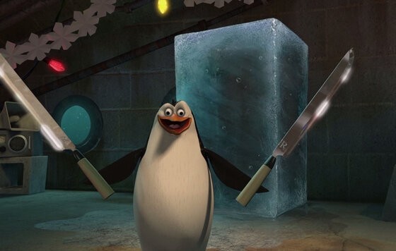 Create meme: penguin with a knife, the penguins of Madagascar Rico, penguin rico